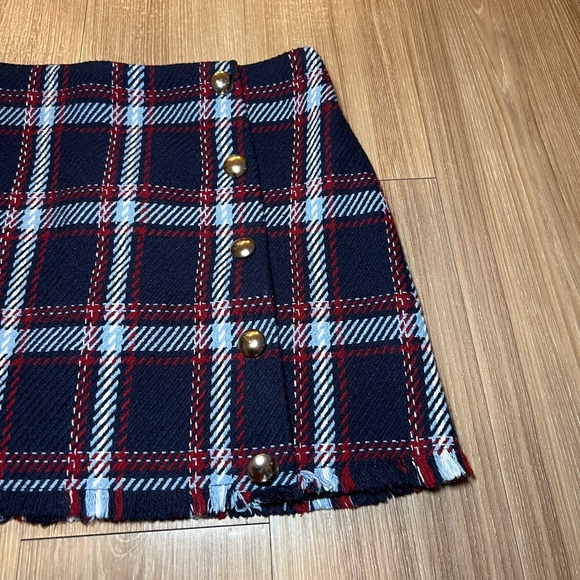 Plaid Navy Blue and Red Mini Skirt Size M - Picture 4 of 11